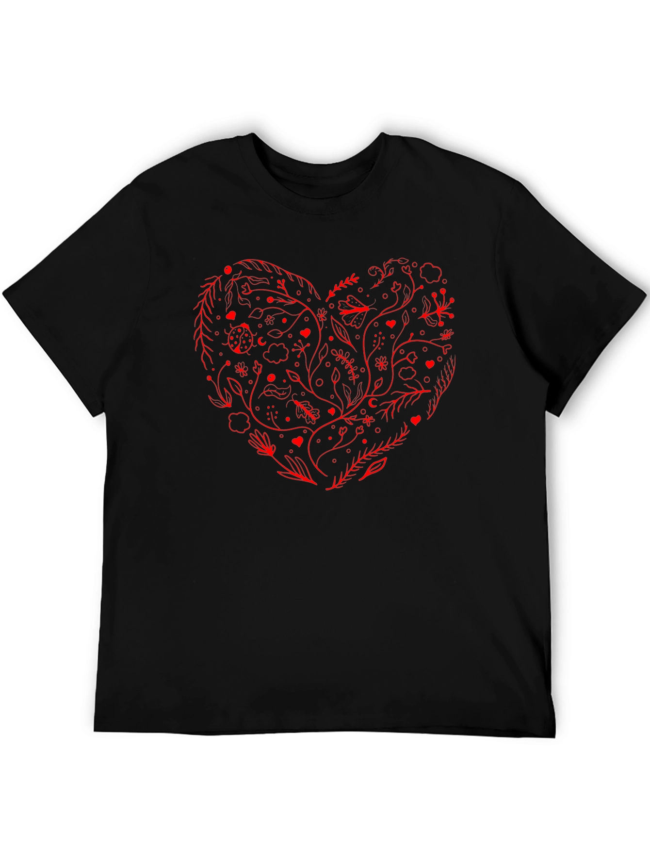 Heart Floral Graphic Tee - Black