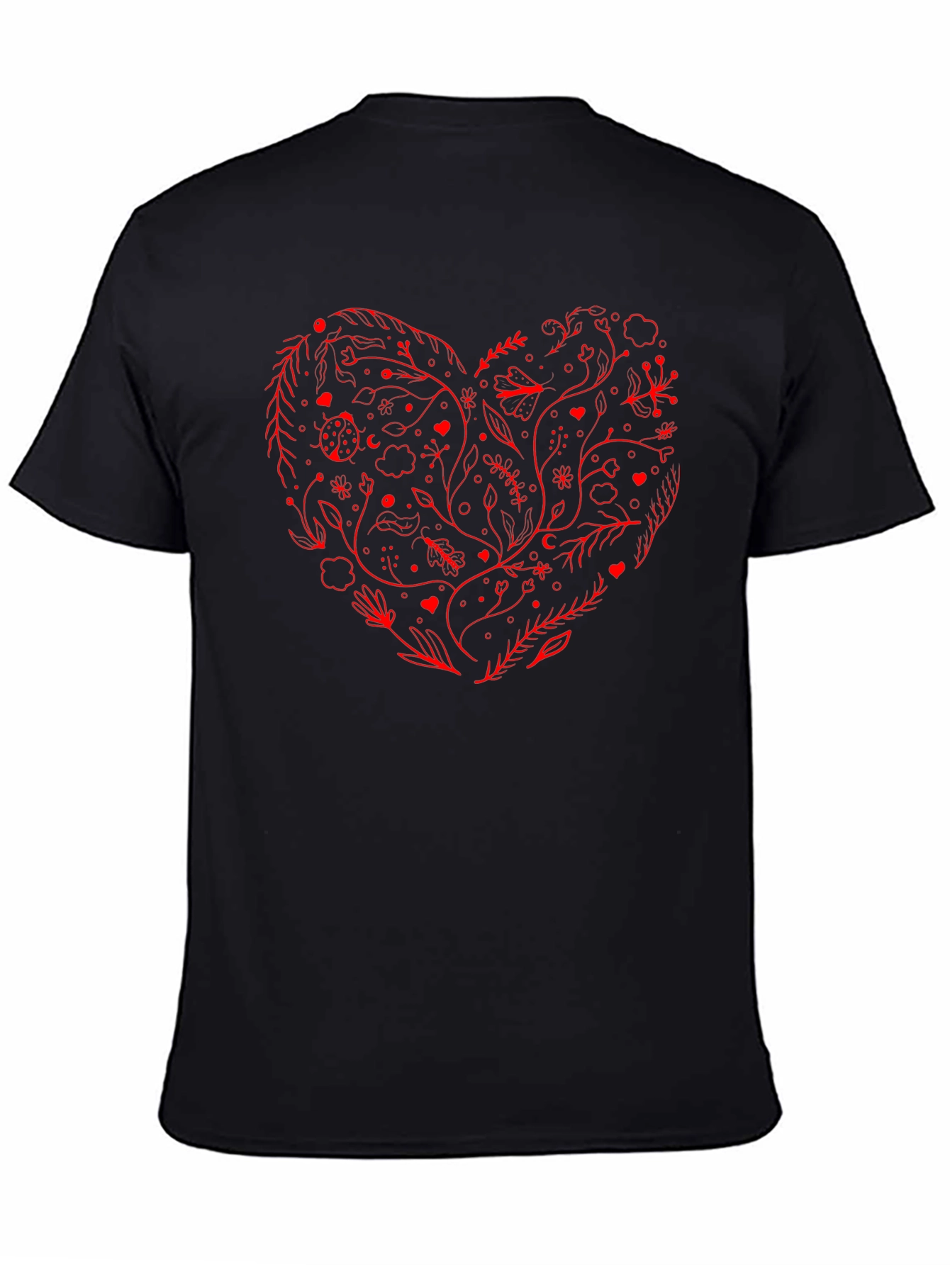 Heart Floral Graphic Tee - Black