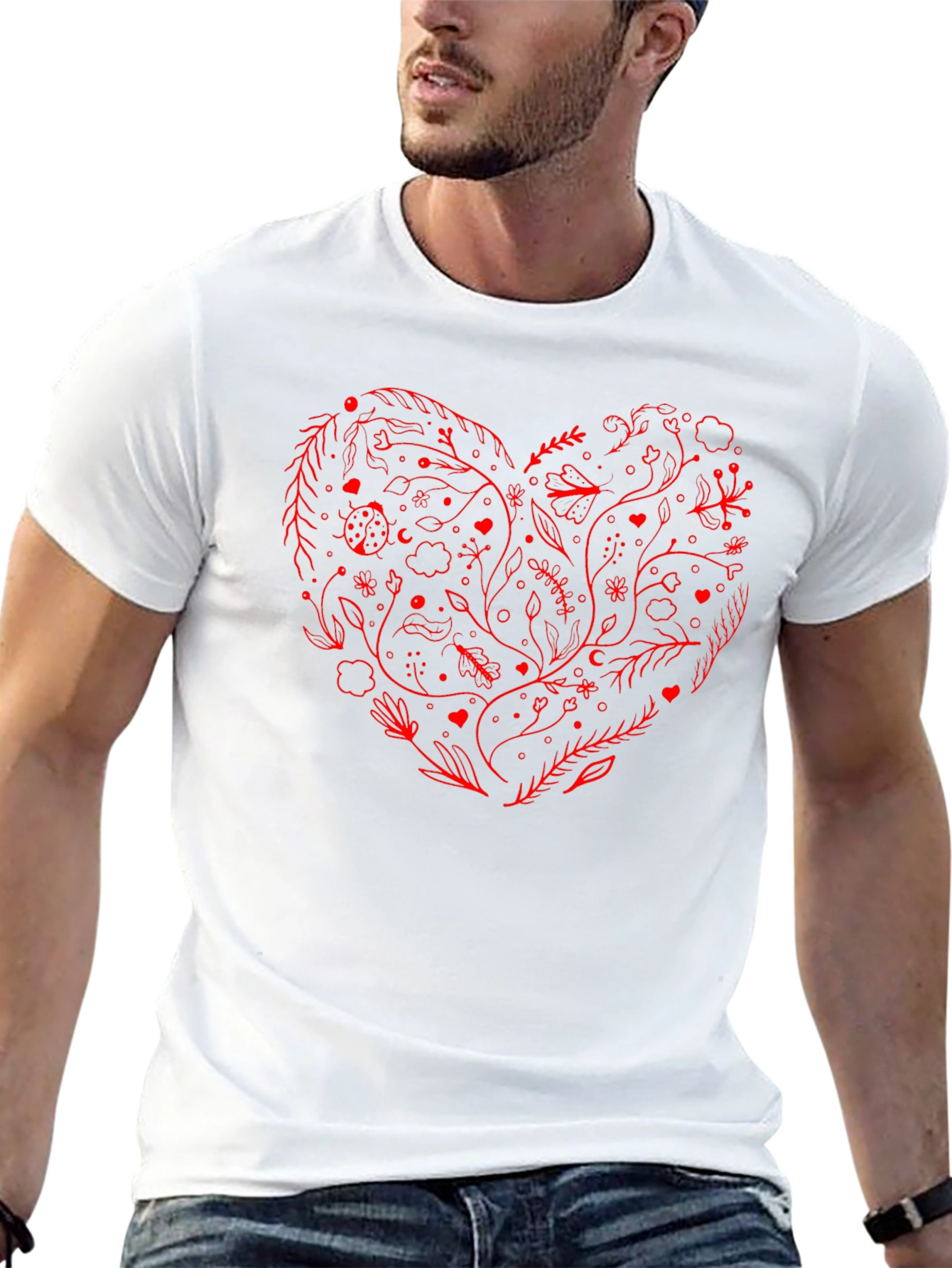 Heart Floral Graphic Tee - Black