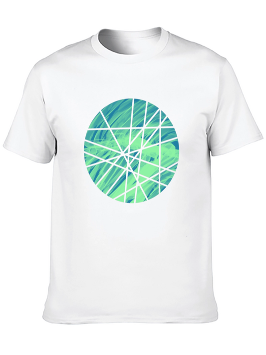 Abstract Geometric Circle Design Black T-Shirt
