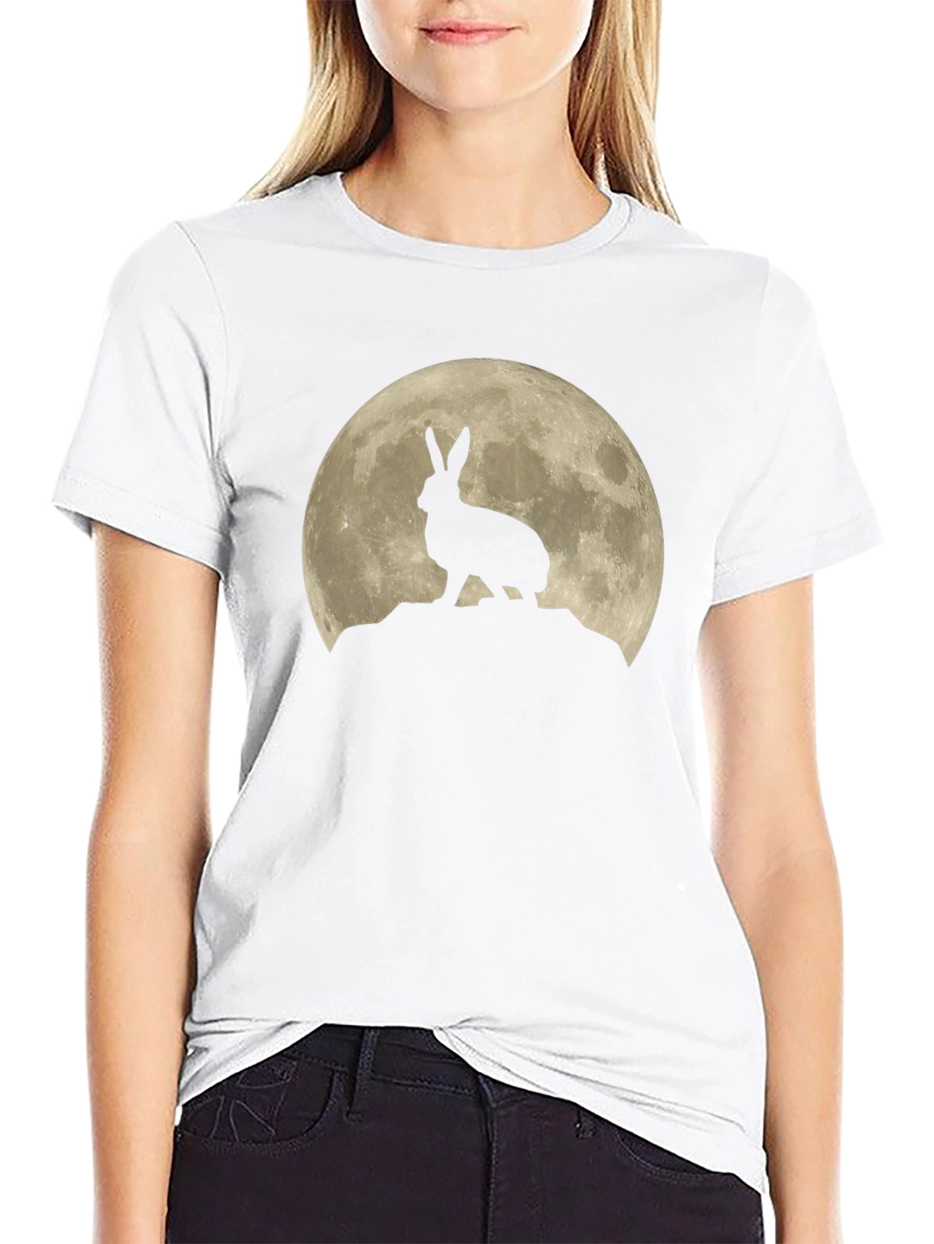 Hare on the Moon Graphic Tee - Black