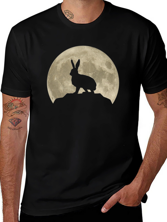 Hare on the Moon Graphic Tee - Black