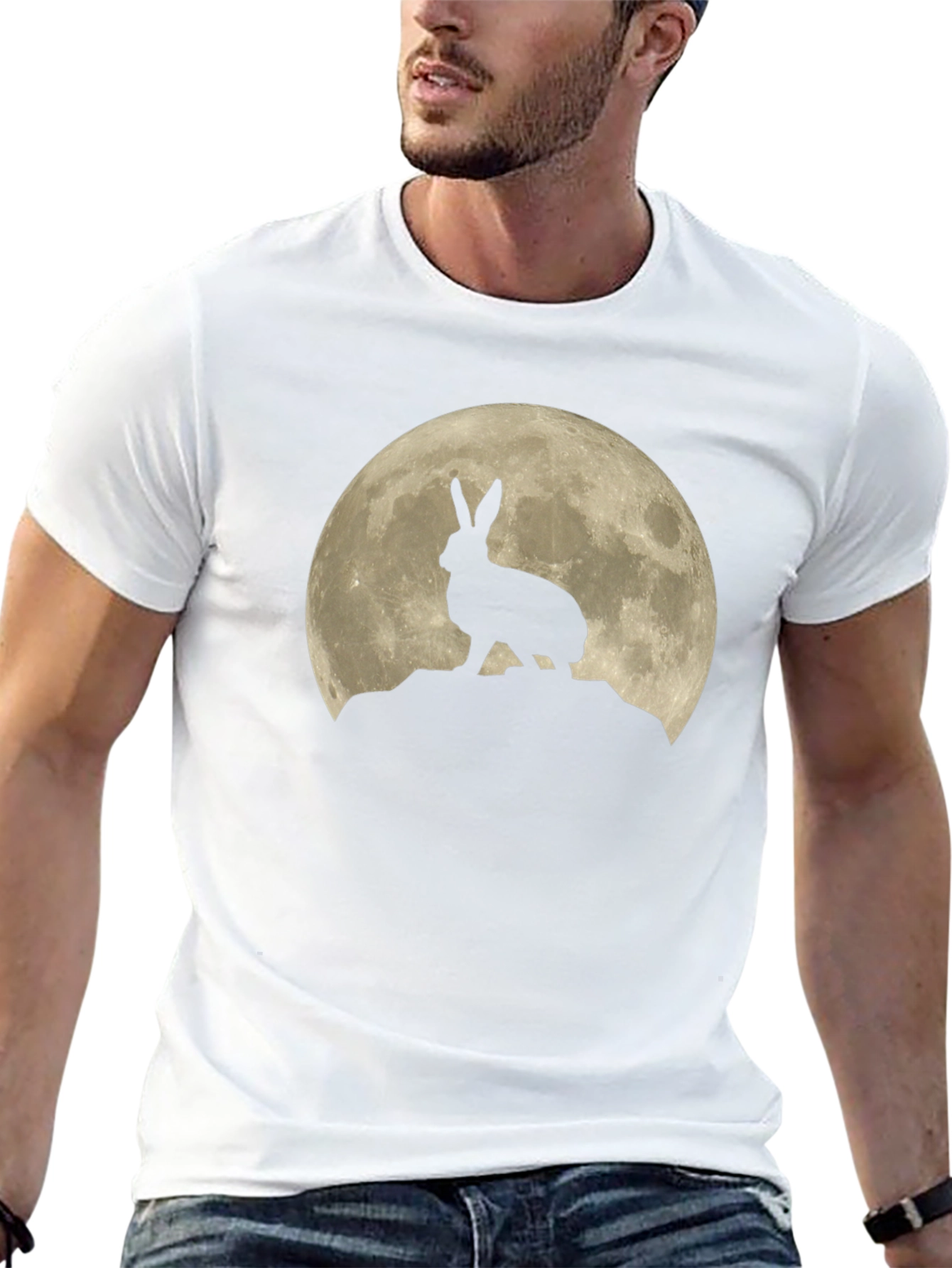 Hare on the Moon Graphic Tee - Black