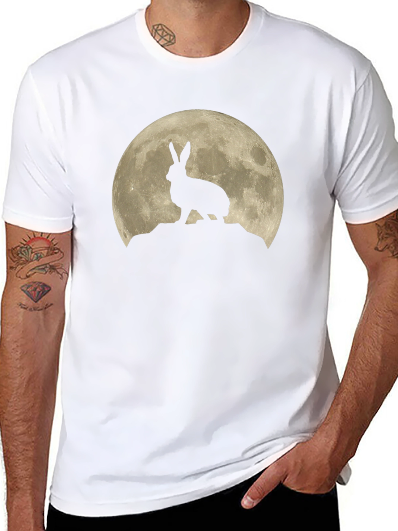 Hare on the Moon Graphic Tee - Black