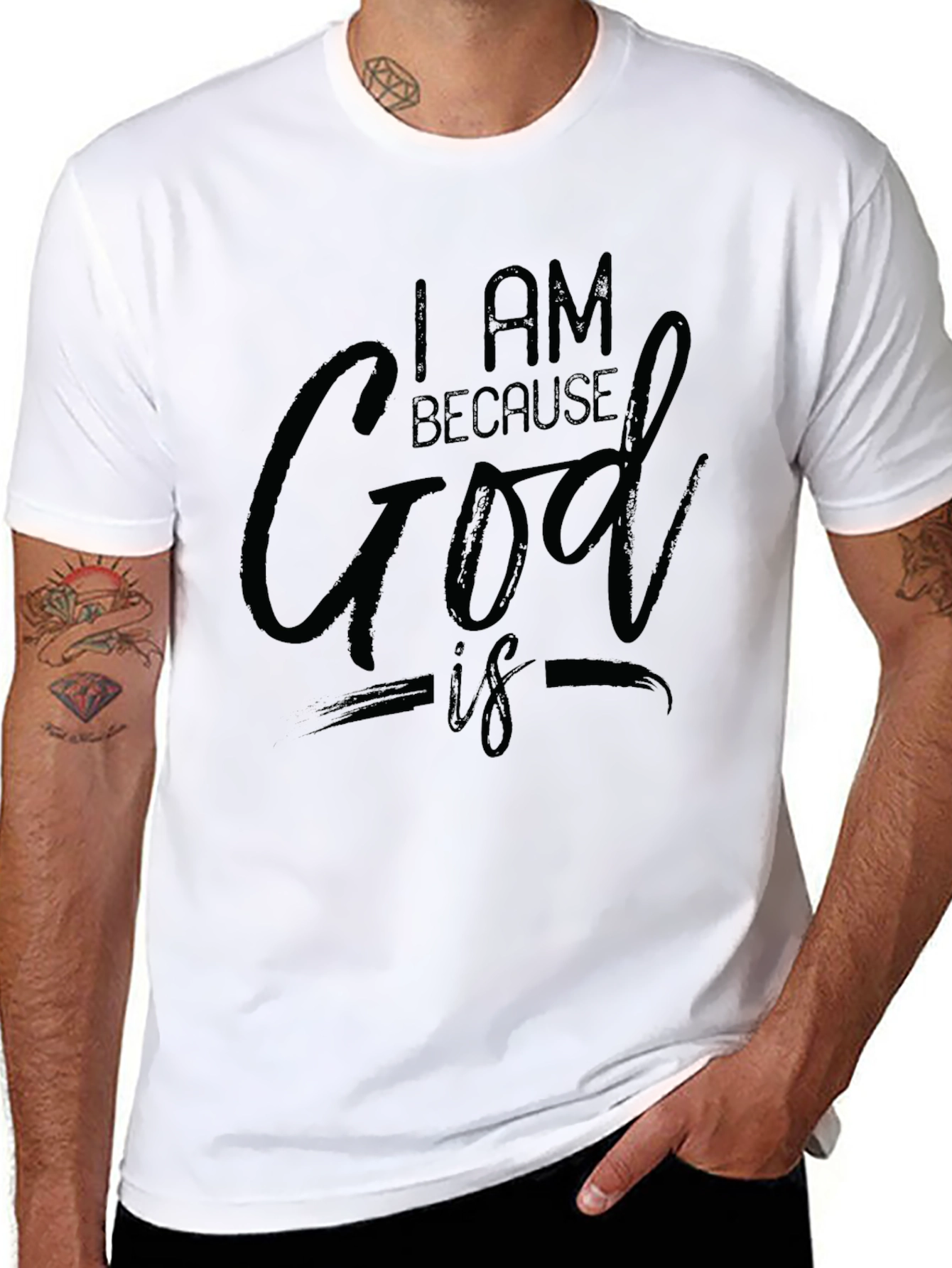 I AM BECAUSE God IS Black T-Shirt