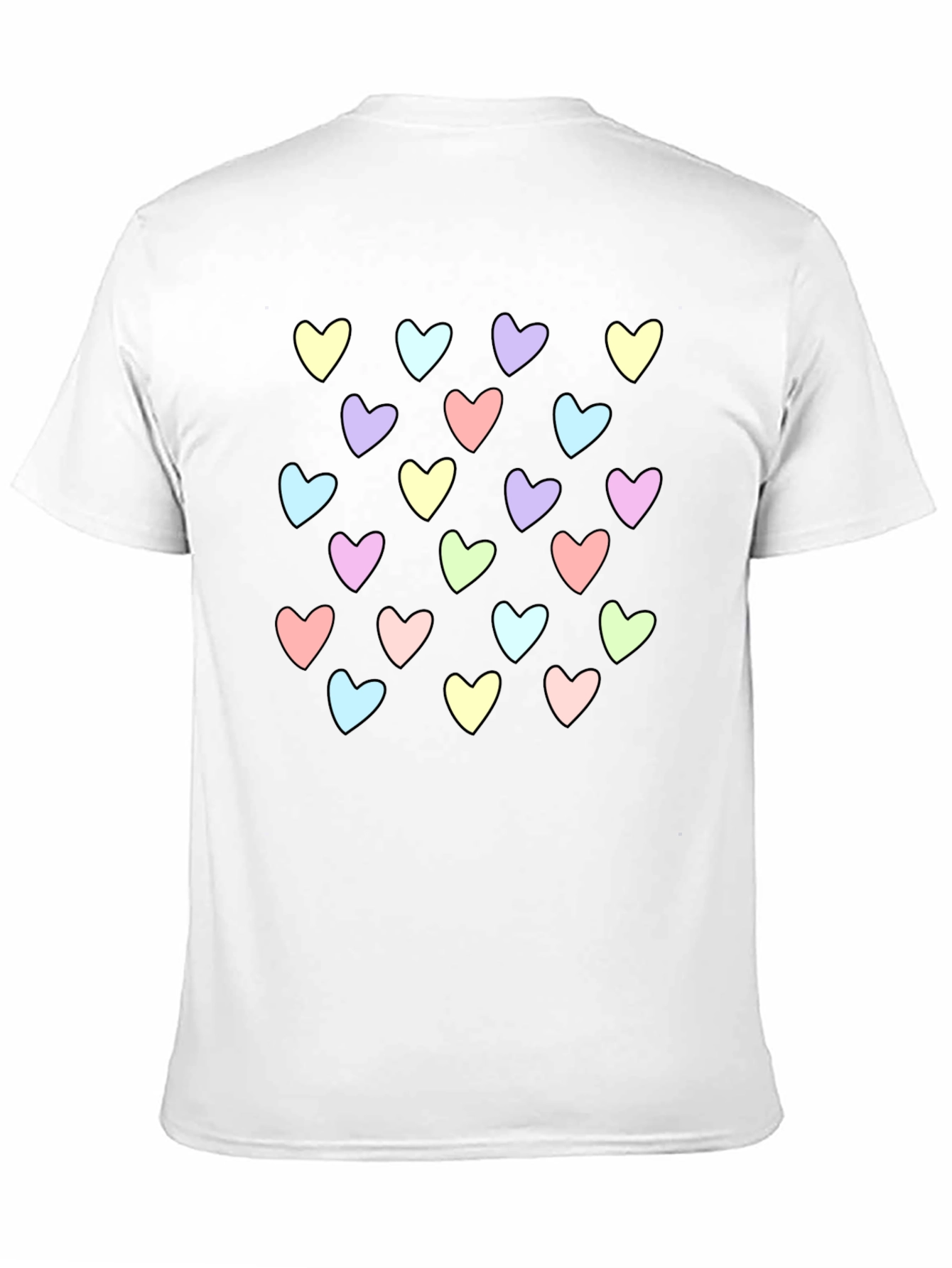 Heart Pattern Black T-Shirt