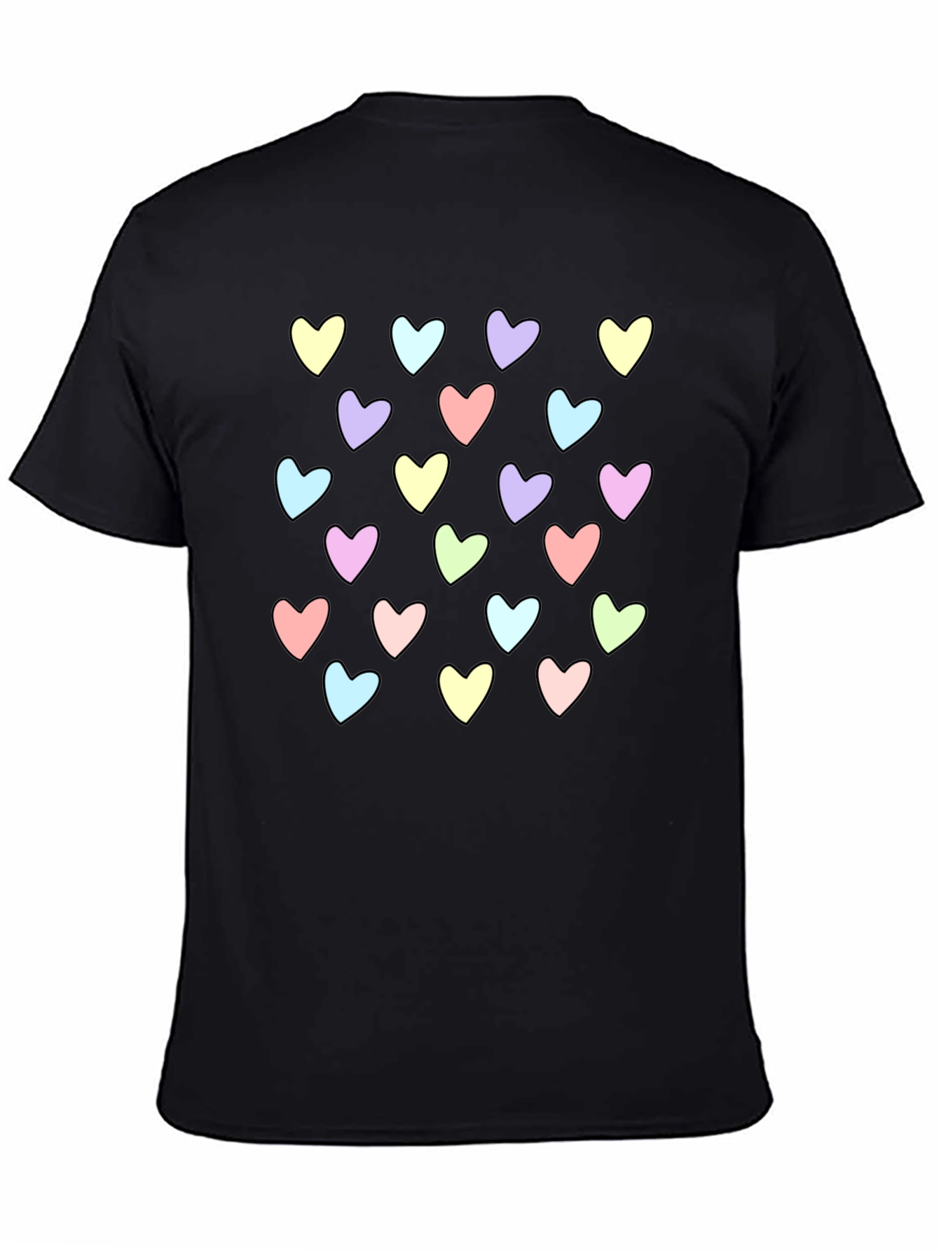 Heart Pattern Black T-Shirt