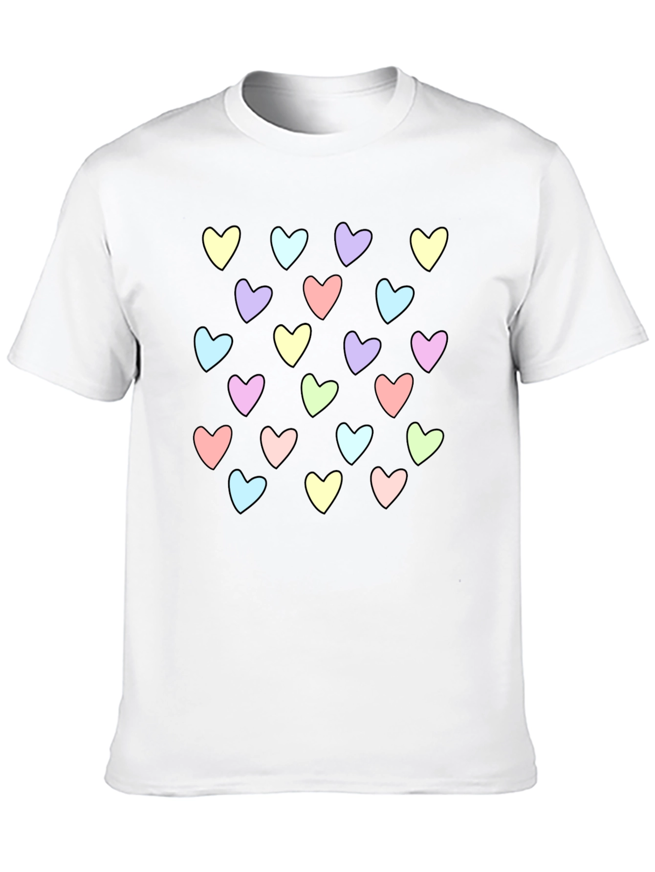 Heart Pattern Black T-Shirt