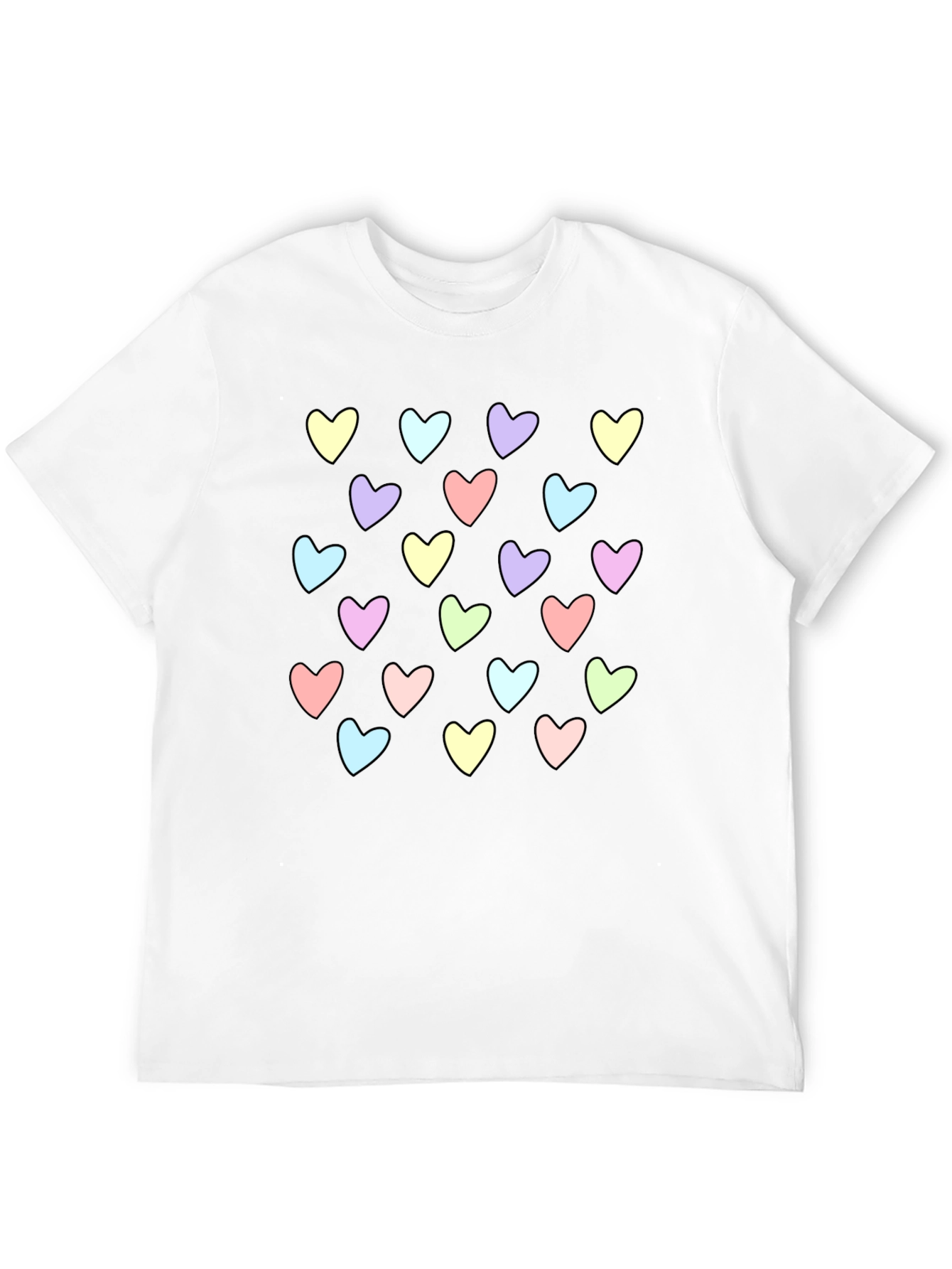 Heart Pattern Black T-Shirt