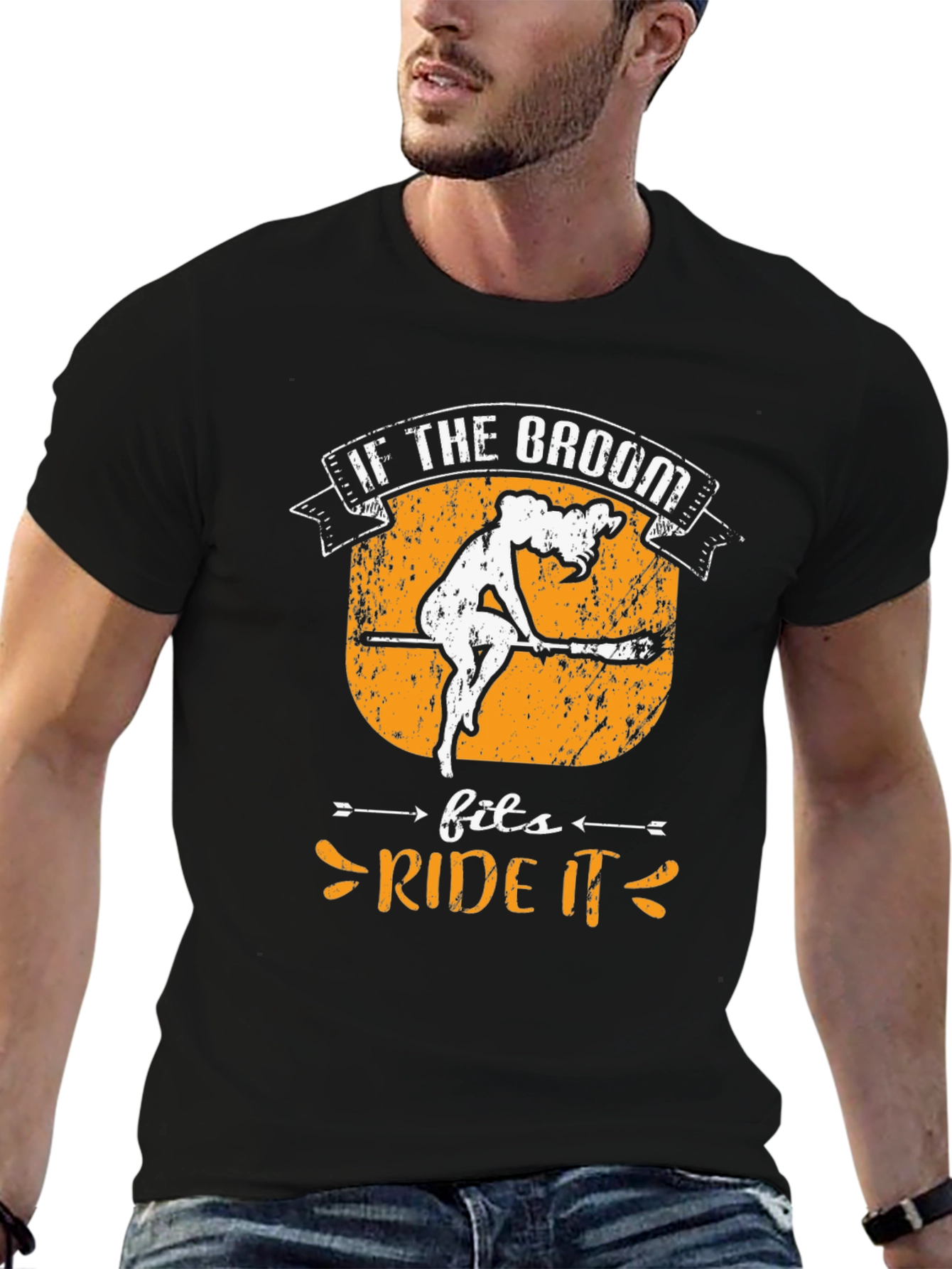Humorous Halloween T-Shirt: Ride the Broom