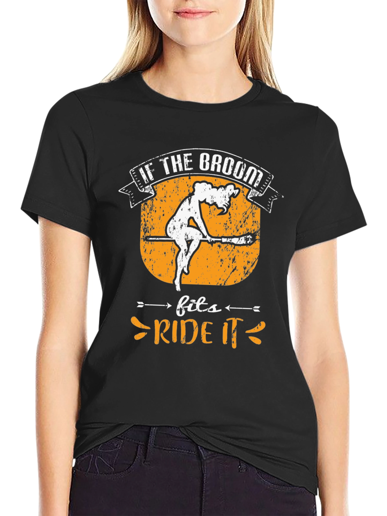 Humorous Halloween T-Shirt: Ride the Broom