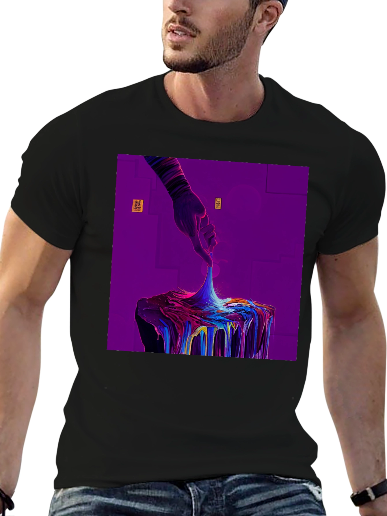 Abstract Hand Graphic Black T-Shirt