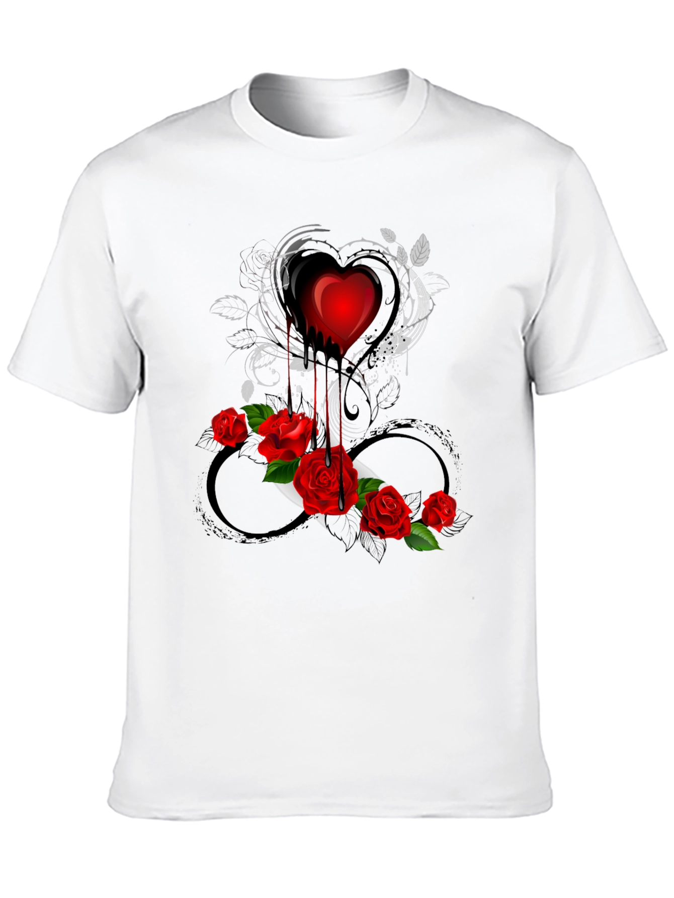 Heart and Roses Graphic Tee - Gothic Romance Style