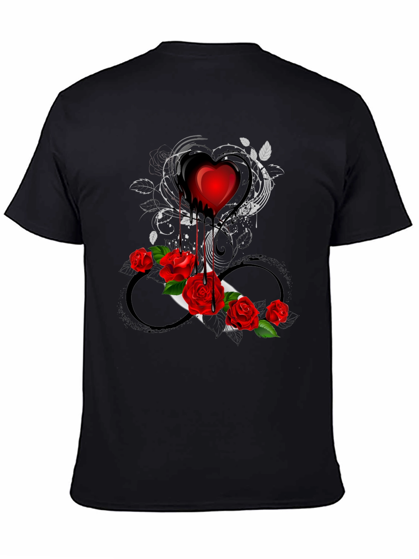 Heart and Roses Graphic Tee - Gothic Romance Style