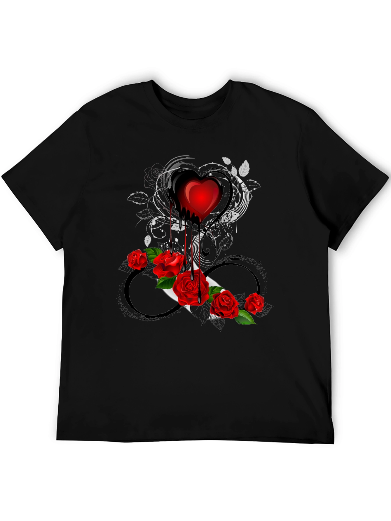Heart and Roses Graphic Tee - Gothic Romance Style