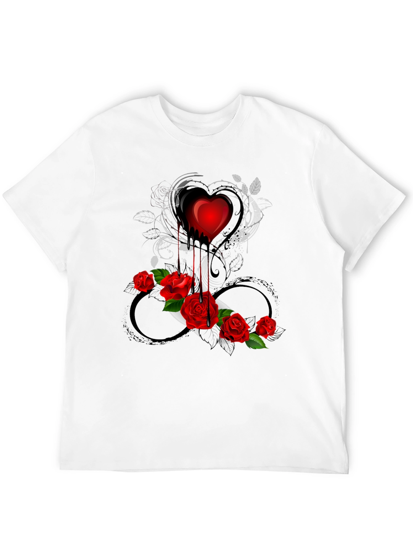 Heart and Roses Graphic Tee - Gothic Romance Style