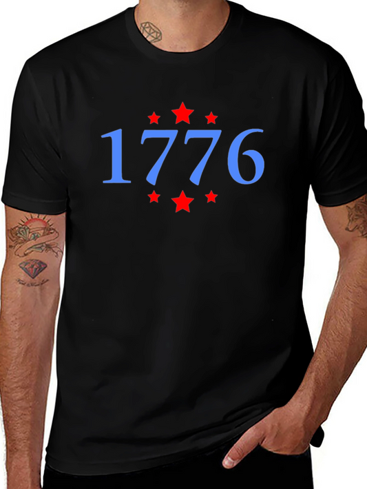 1776 Star Graphic Tee - Patriotic Black T-Shirt