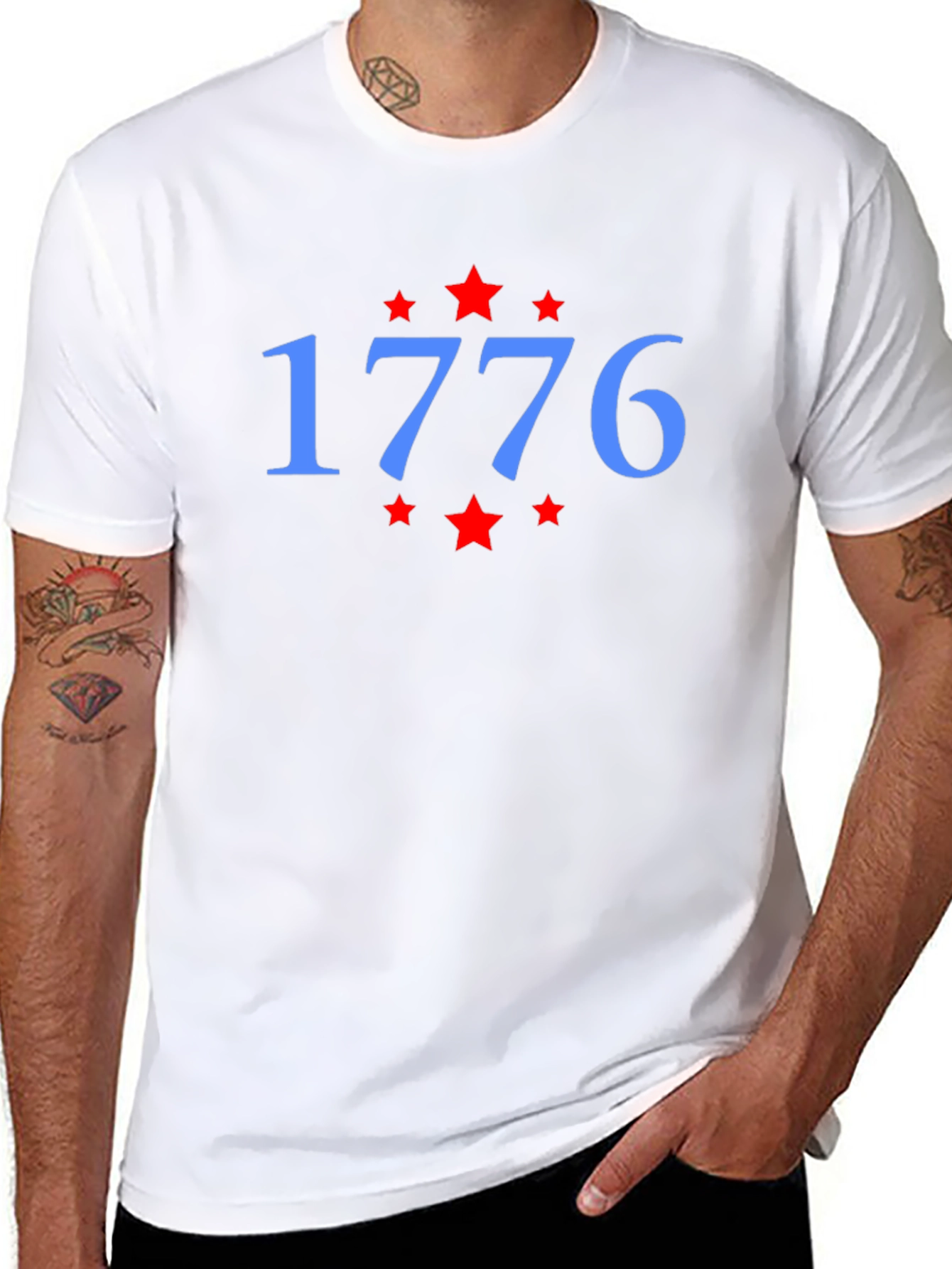 1776 Star Graphic Tee - Patriotic Black T-Shirt