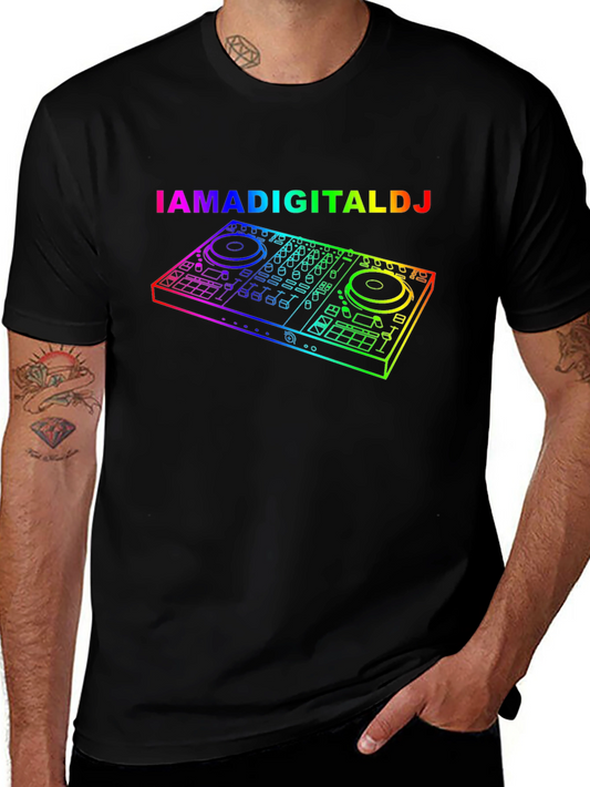 I AM A DIGITAL DJ Black T-Shirt with Colorful Design