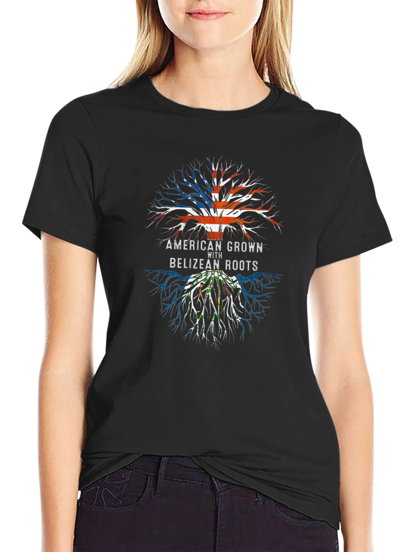 American Grown Belizean Roots Black T-Shirt