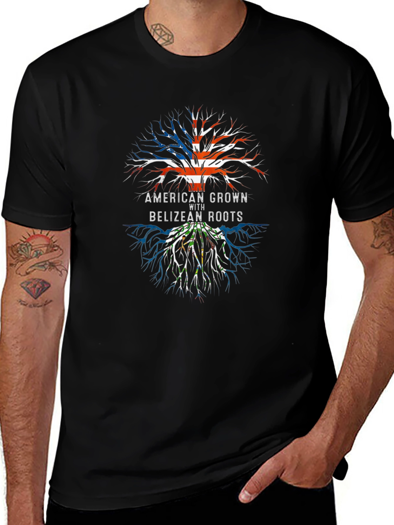 American Grown Belizean Roots Black T-Shirt