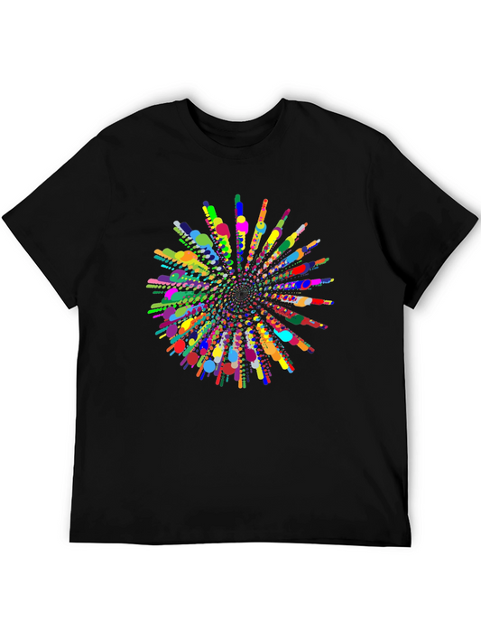 Abstract Colorful Pattern Black T-Shirt