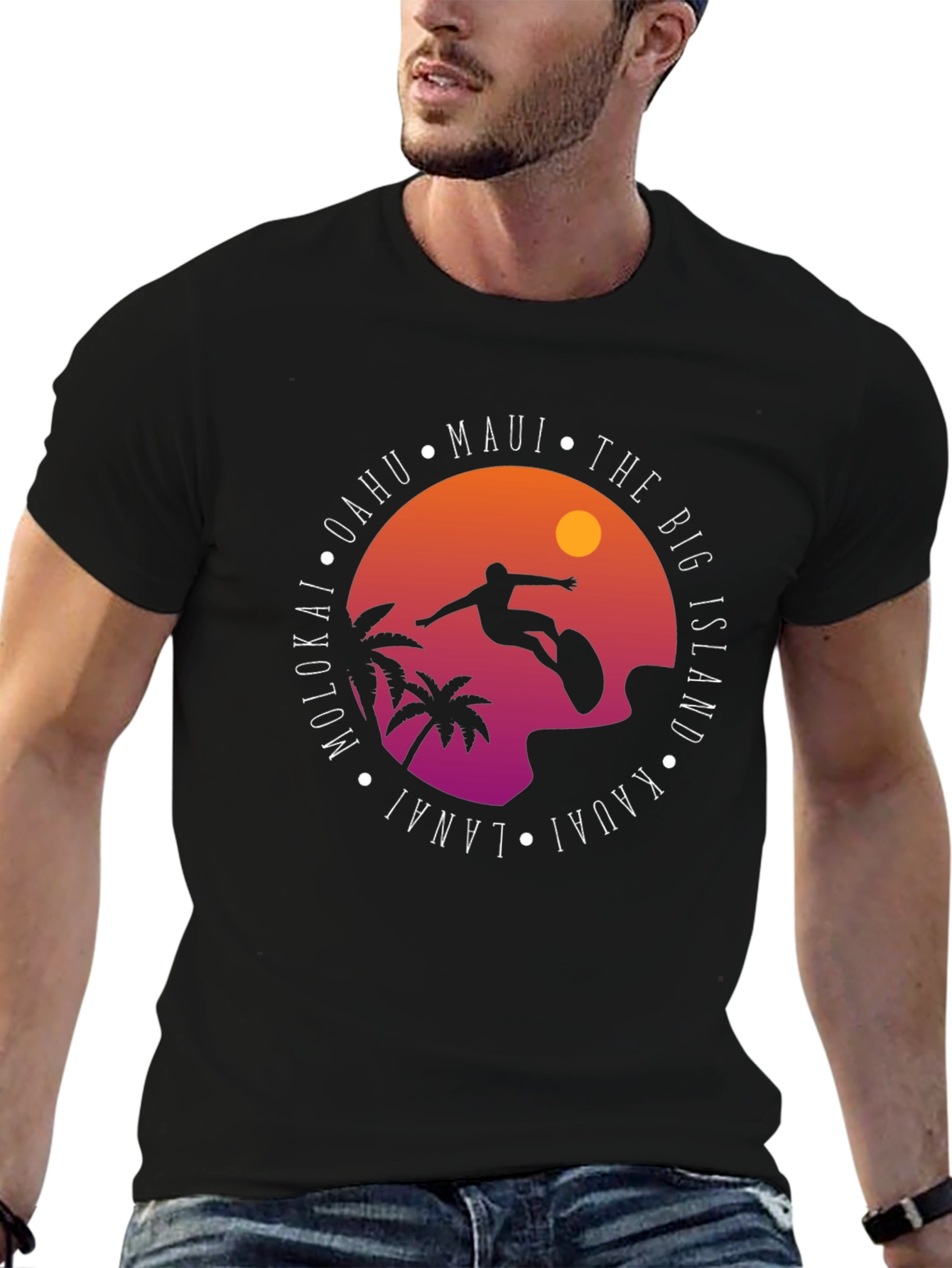 Hawaii Islands Surf Graphic T-Shirt