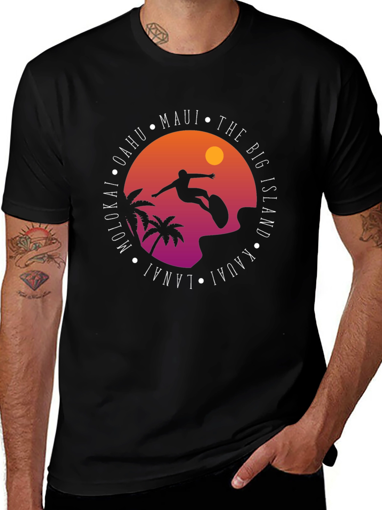 Hawaii Islands Surf Graphic T-Shirt