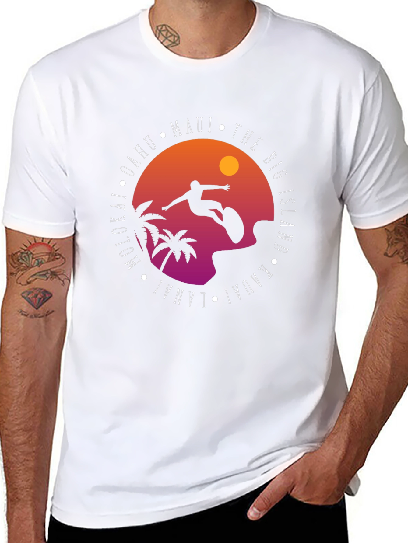 Hawaii Islands Surf Graphic T-Shirt