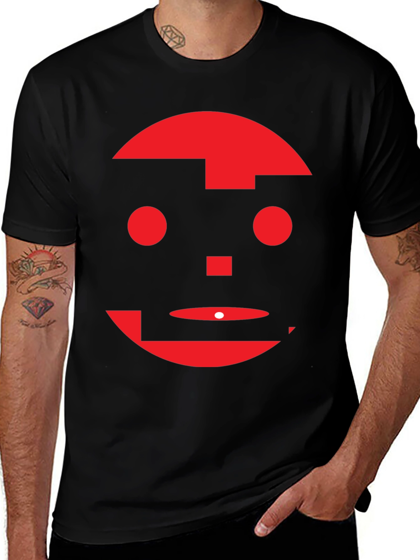 Abstract Face Graphic Tee - Modern Art Shirt