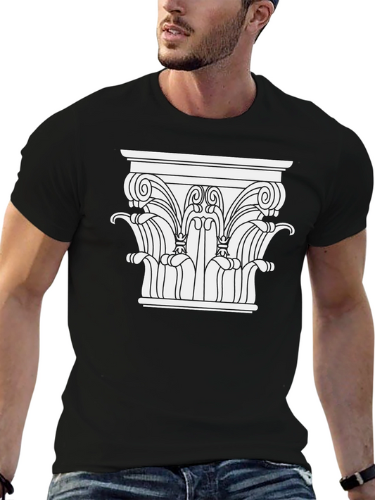 Ancient Column Graphic Tee - Black Cotton Blend