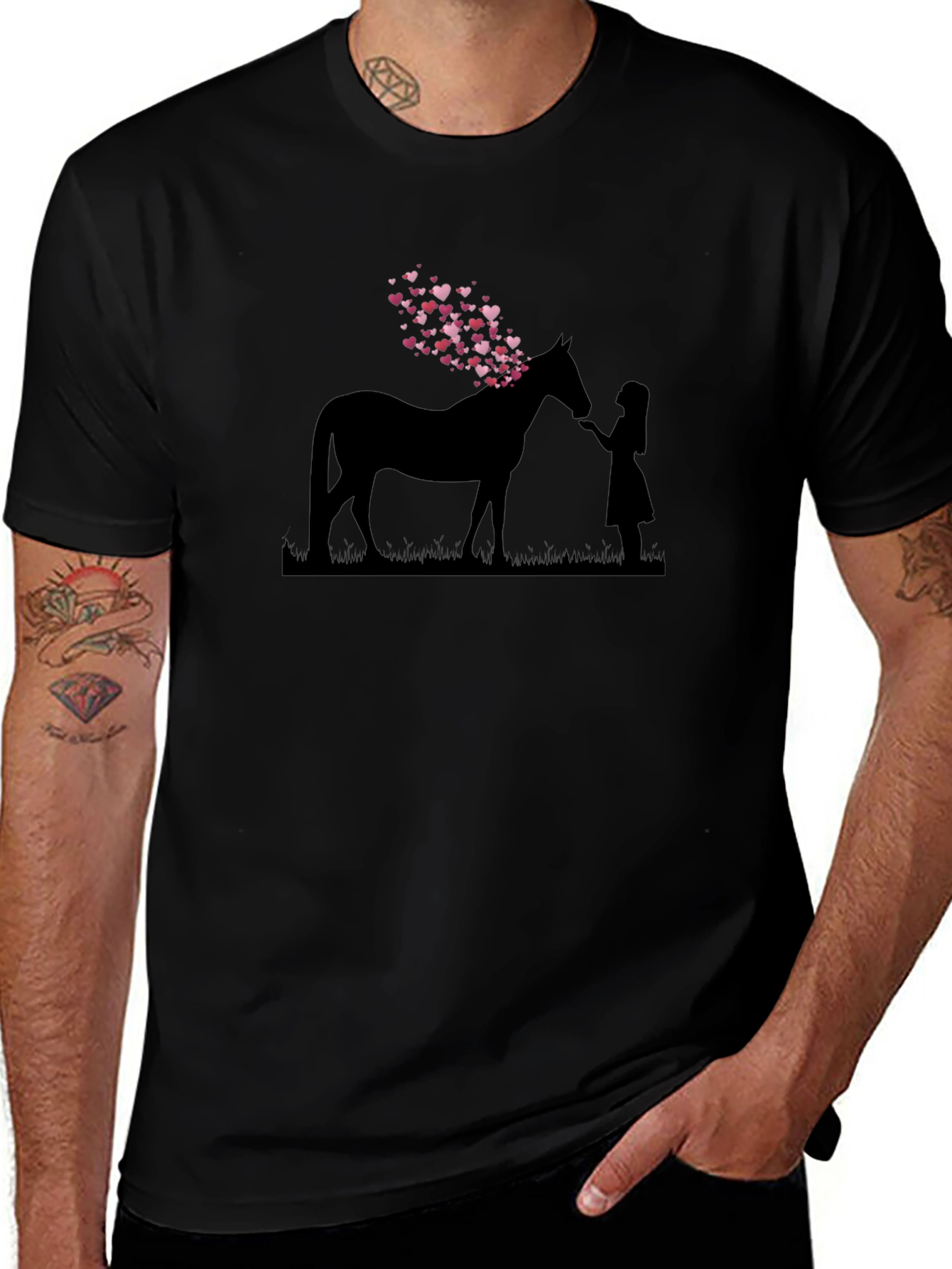 Heart Horse Graphic Tee - Black T-Shirt