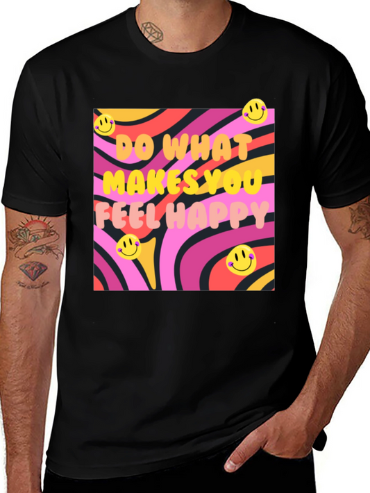Happy Vibes Graphic Tee - Retro Design