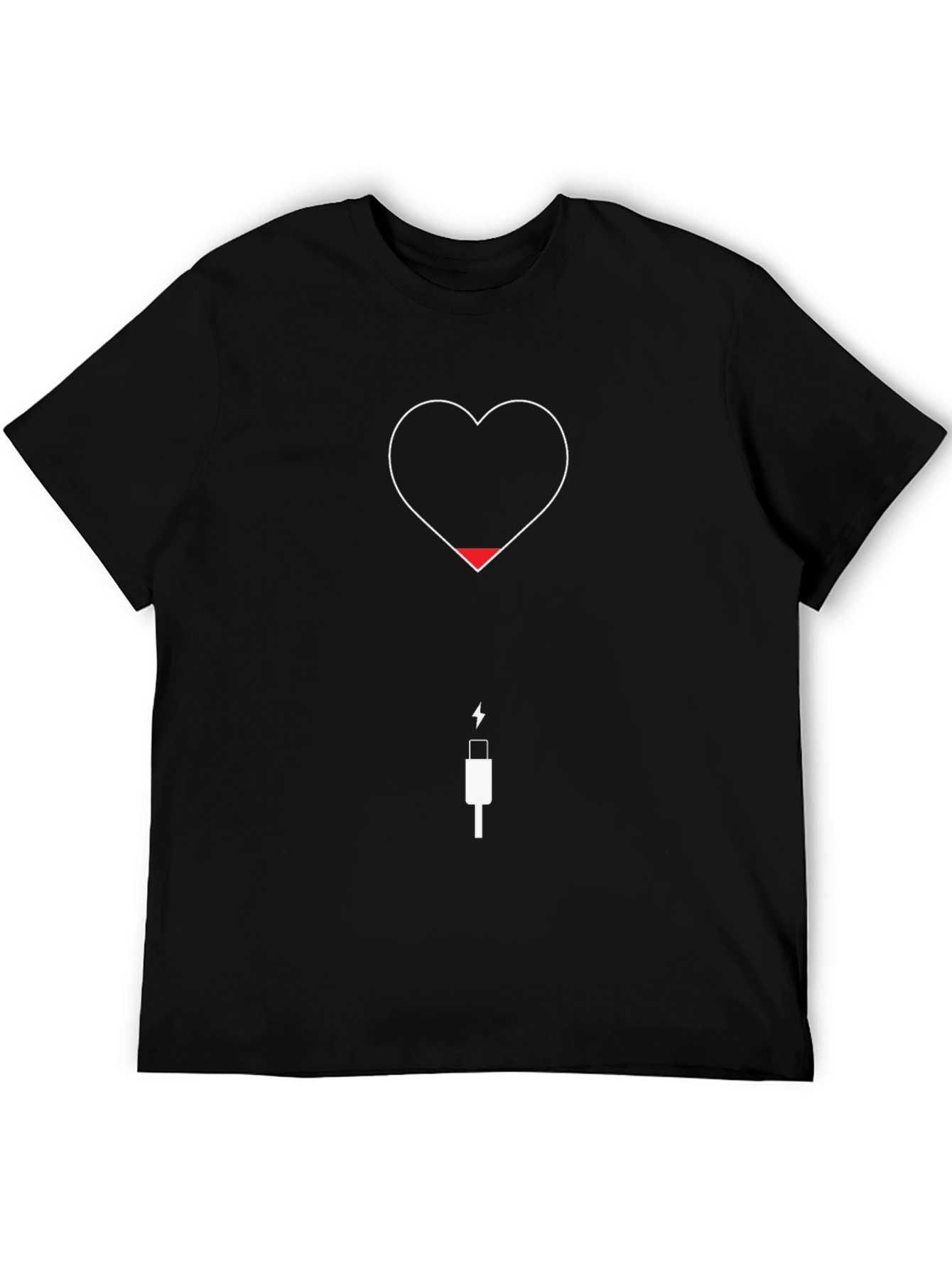 Heart Battery Low Black T-Shirt