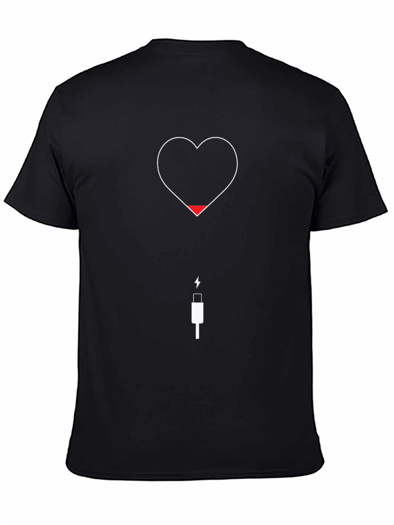 Heart Battery Low Black T-Shirt