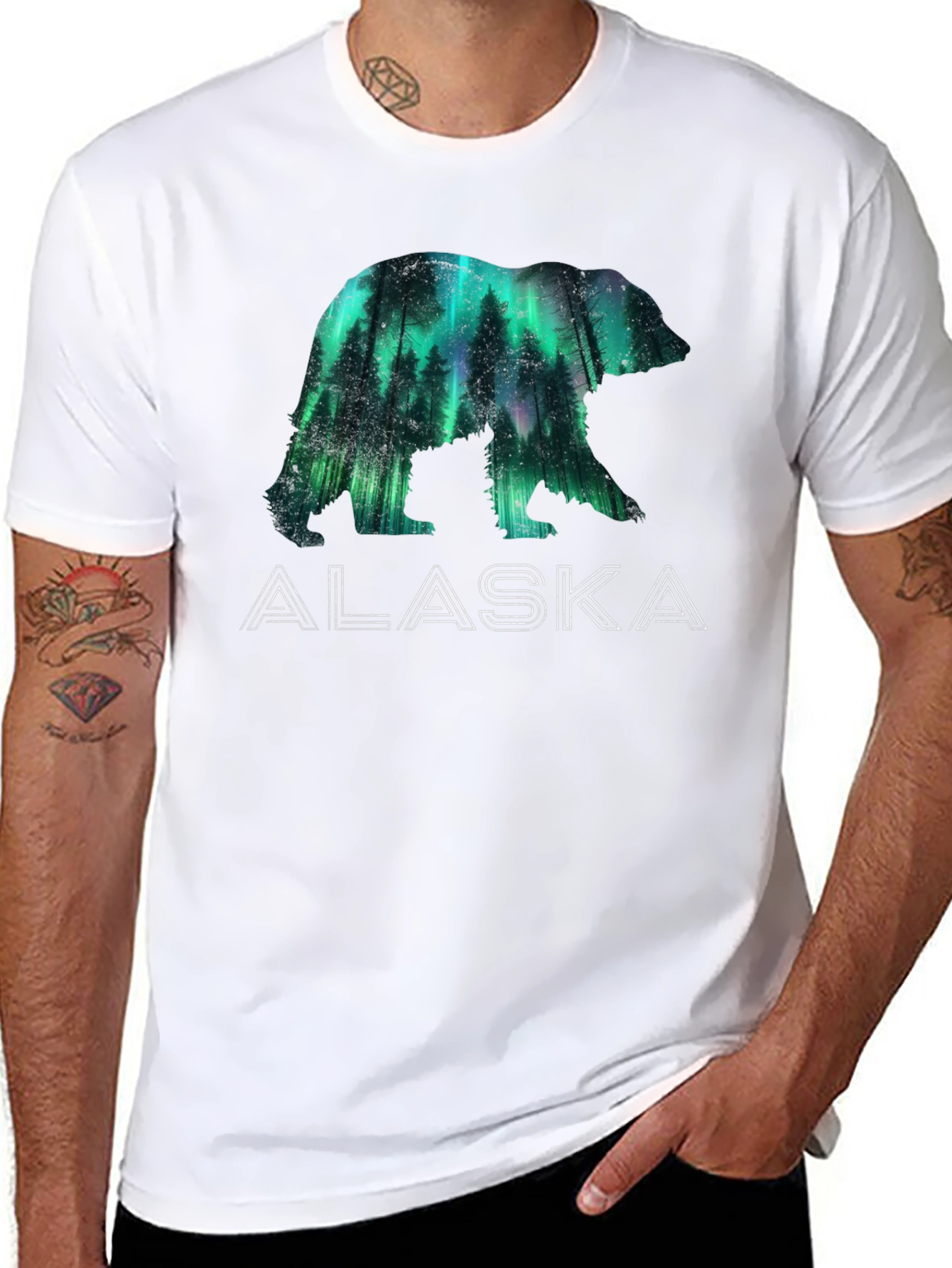 Alaska Bear Silhouette Graphic Tee - Black