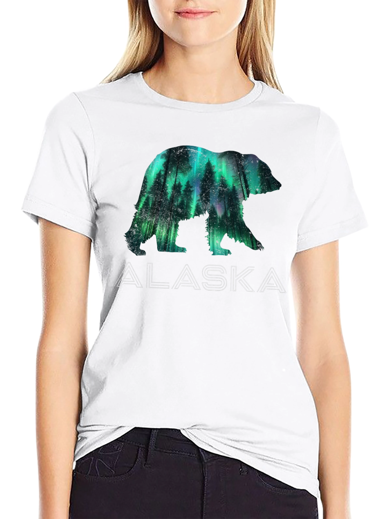 Alaska Bear Silhouette Graphic Tee - Black