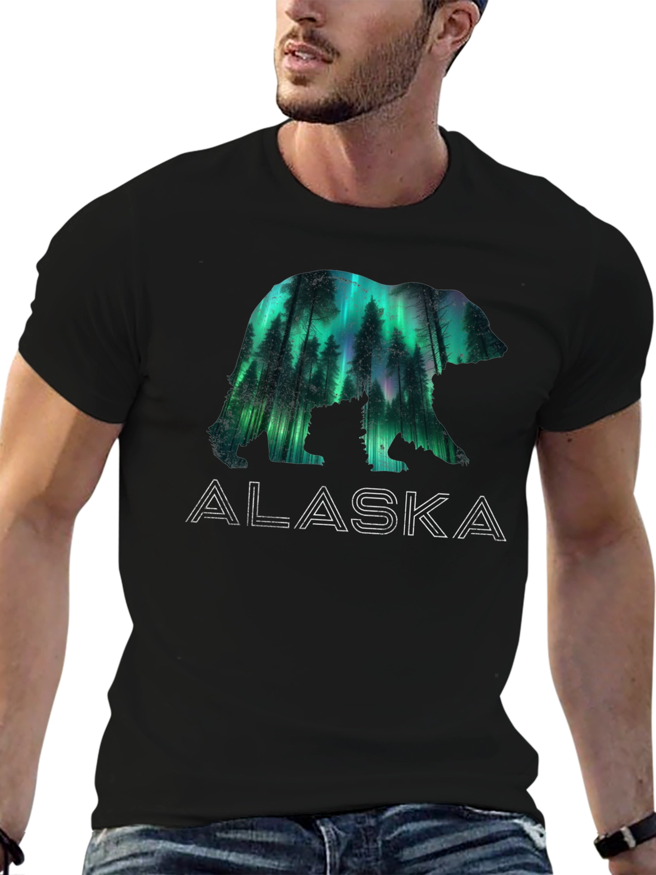 Alaska Bear Silhouette Graphic Tee - Black