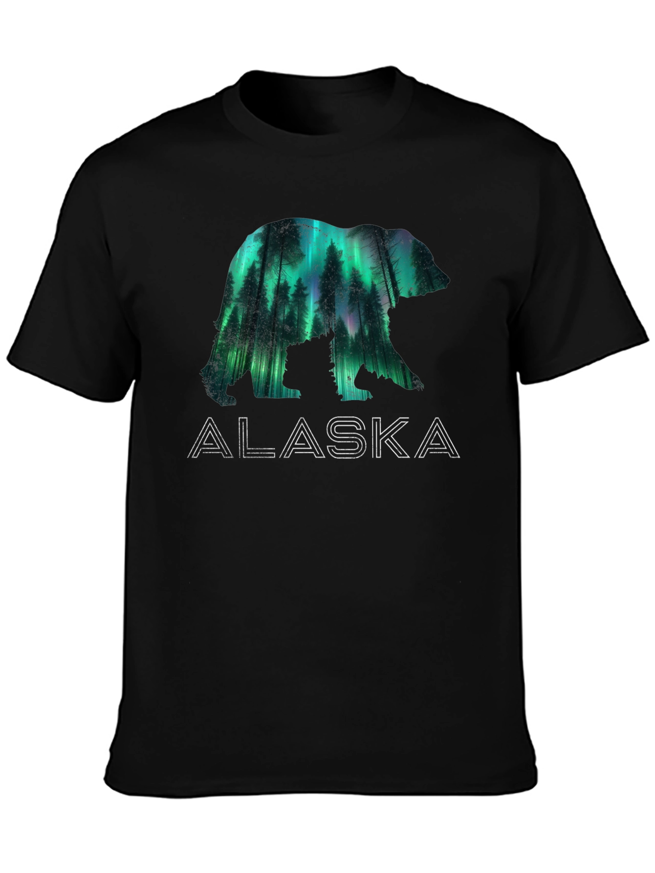 Alaska Bear Silhouette Graphic Tee - Black