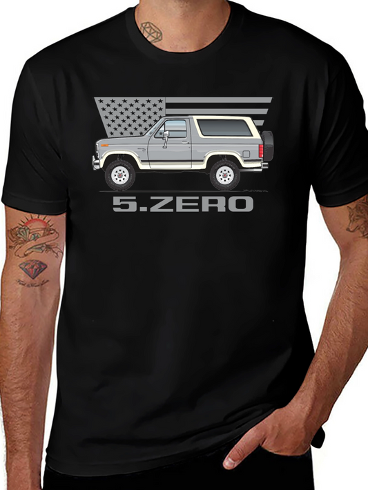 5.ZERO Bronco Graphic Tee - Patriotic Car Enthusiast Shirt