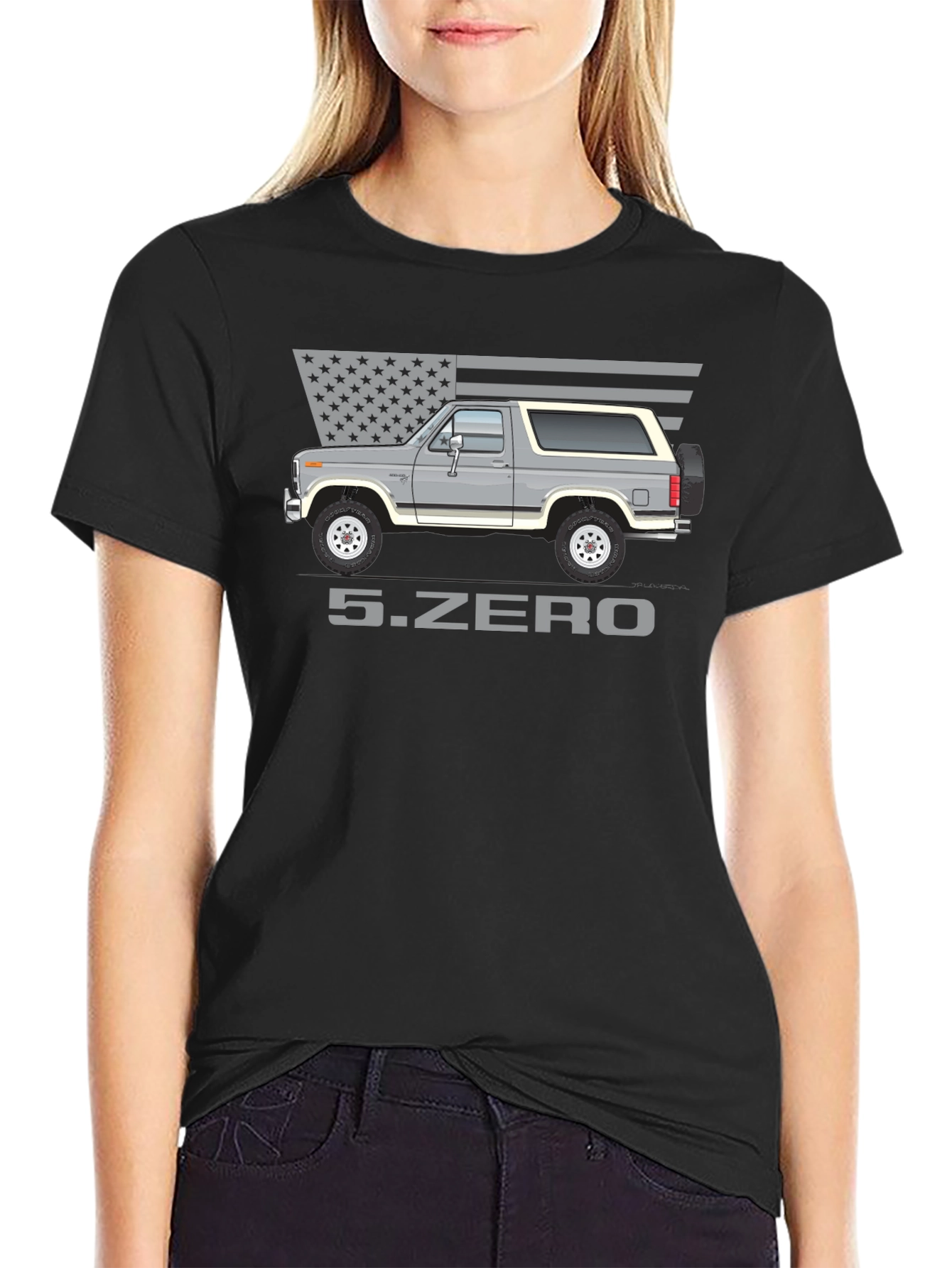 5.ZERO Bronco Graphic Tee - Patriotic Car Enthusiast Shirt
