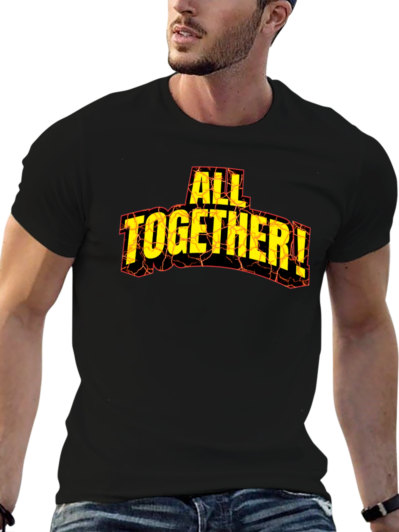 All Together! Graphic Print Tee - Black Cotton T-Shirt