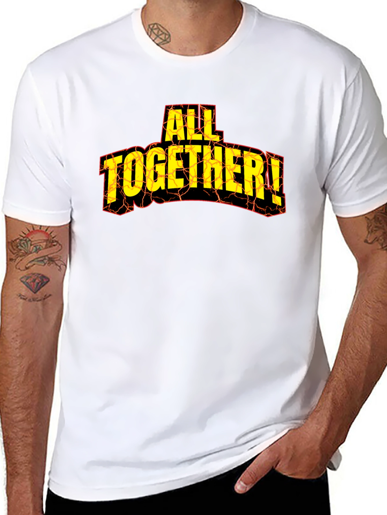 All Together! Graphic Print Tee - Black Cotton T-Shirt