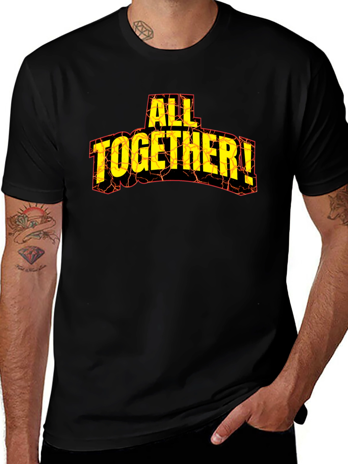 All Together! Graphic Print Tee - Black Cotton T-Shirt
