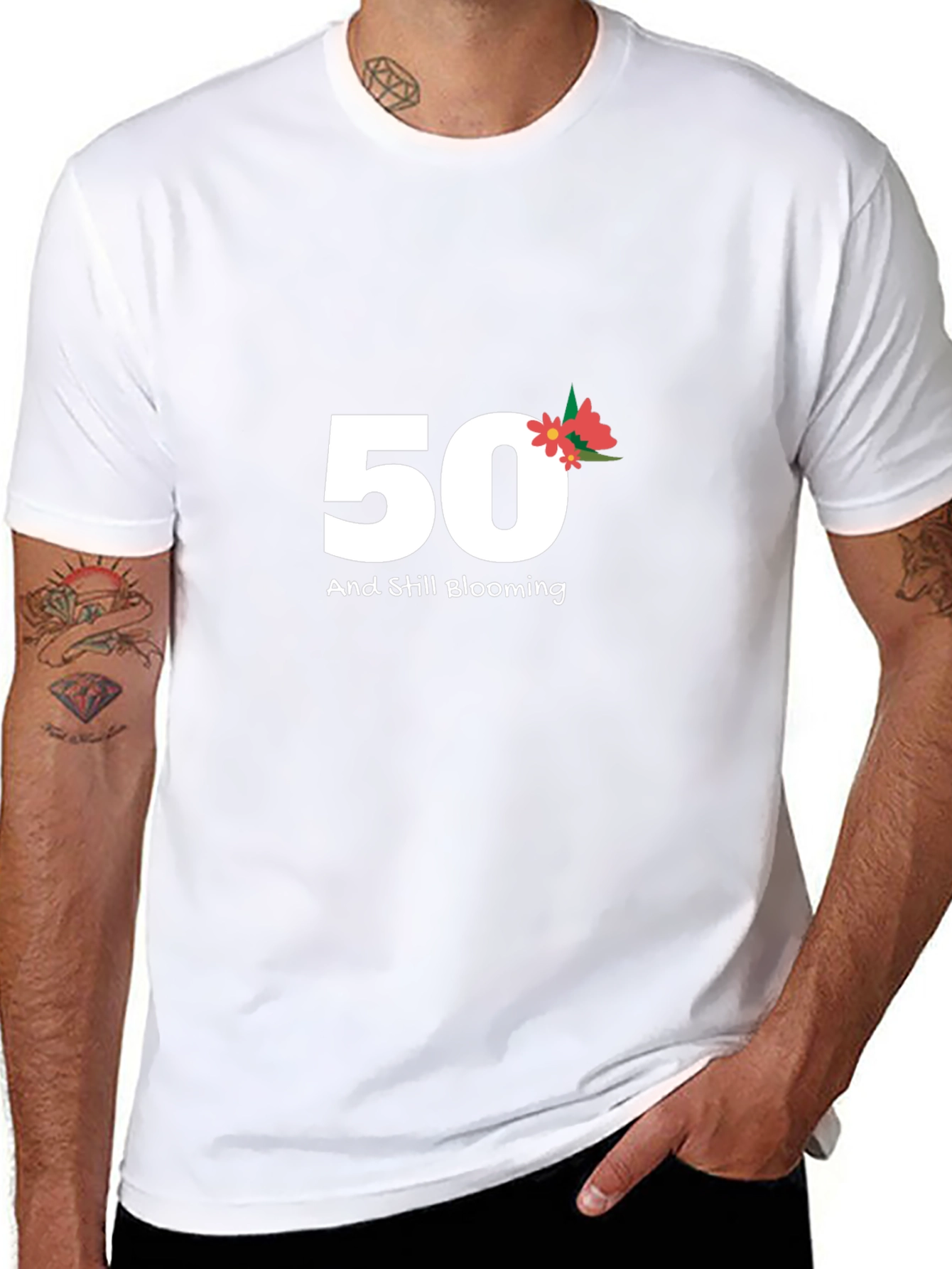 50th Birthday Blooming Black Tee