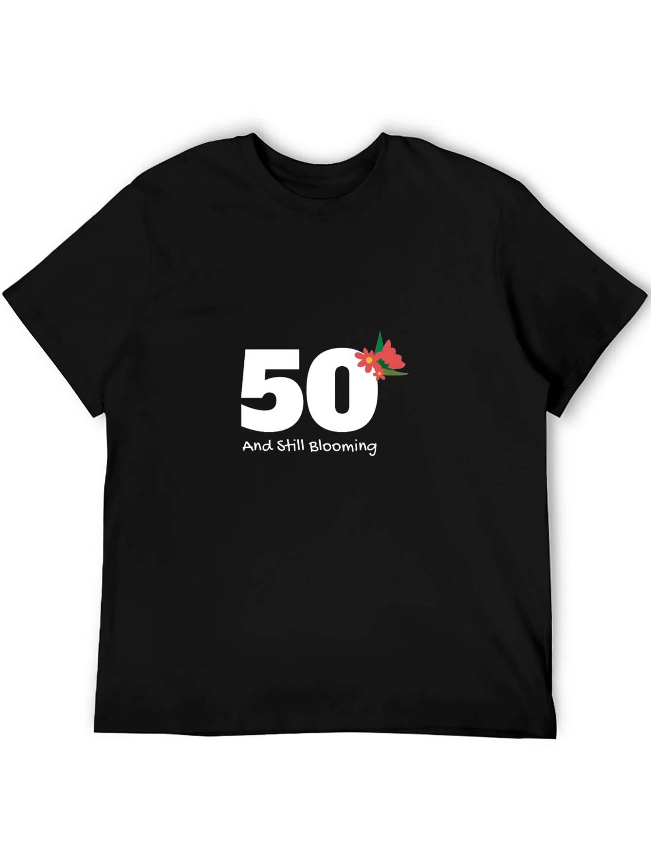 50th Birthday Blooming Black Tee