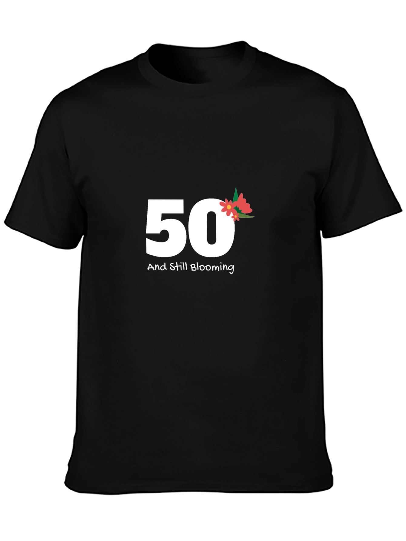 50th Birthday Blooming Black Tee