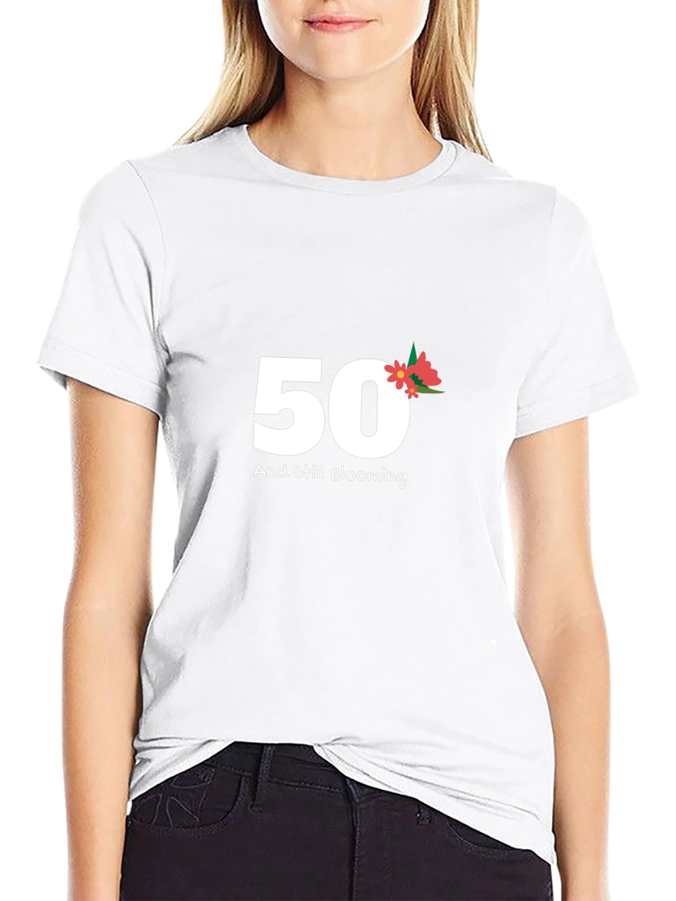 50th Birthday Blooming Black Tee