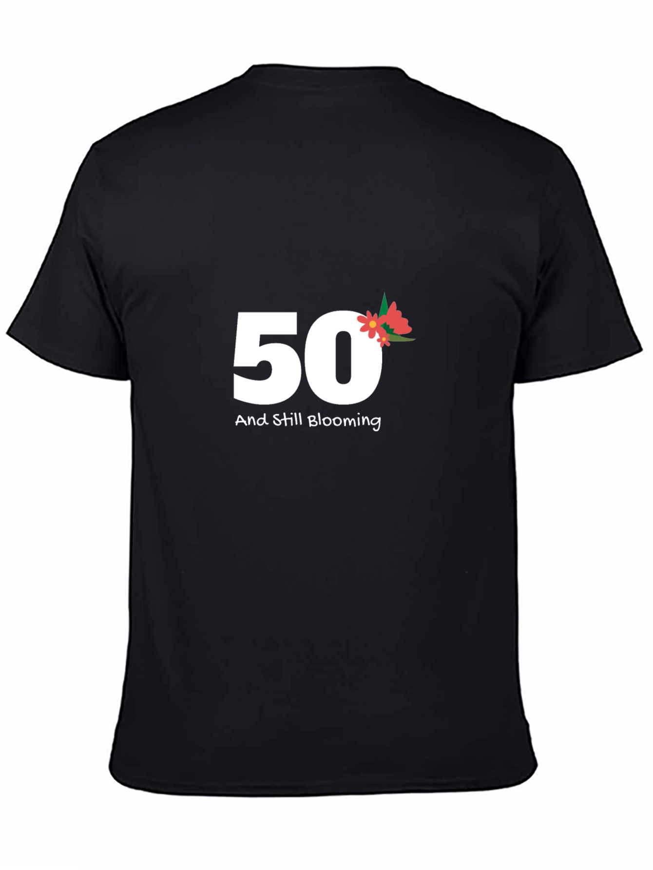 50th Birthday Blooming Black Tee
