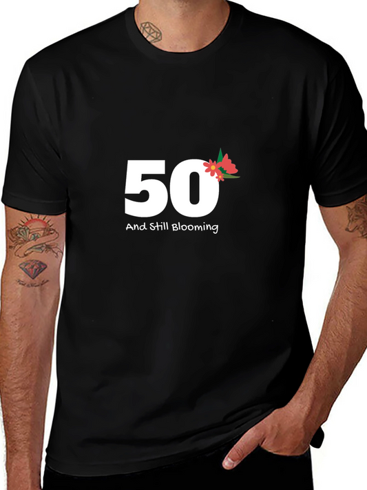 50th Birthday Blooming Black Tee